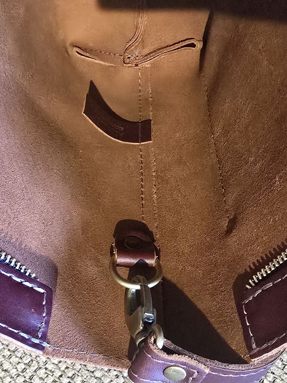 Portland Leather Goods Cognac Mini Crossbody Leather Tote - Picture 4 of 7